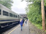 Passengers getting off a NJT train at Kingsland Station